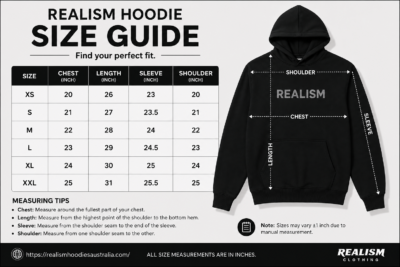 Realism Hoodie Size Guide